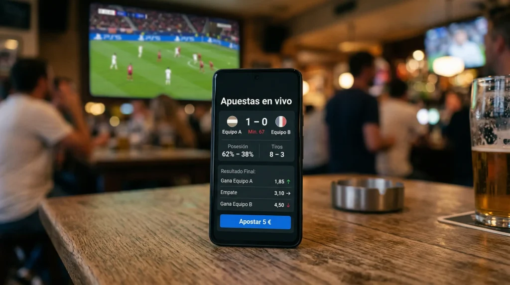 Apuestas en vivo durante un partido de Champions League con cuotas en tiempo real